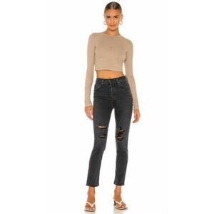 Citizens of Humanity Black Charlotte High Rise Straight Distressed Jeans…